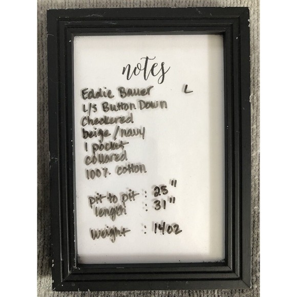 Eddie Bauer Button Down Shirt Mens L Tan Blue Checkered Plaid 100% Cotton Casual - Picture 10 of 10